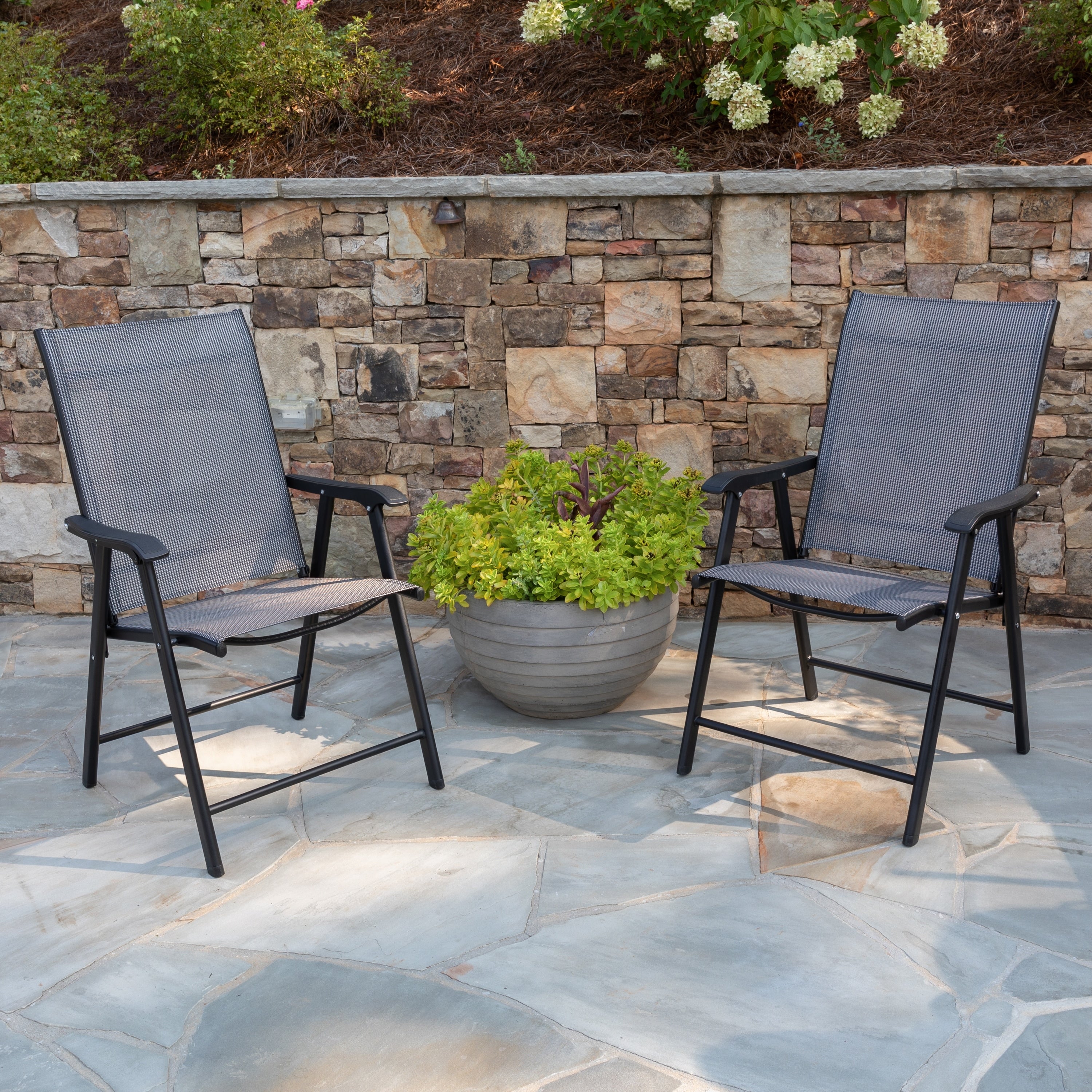 Outdoor Folding Patio Sling Chair Portable Chair 2 Pack