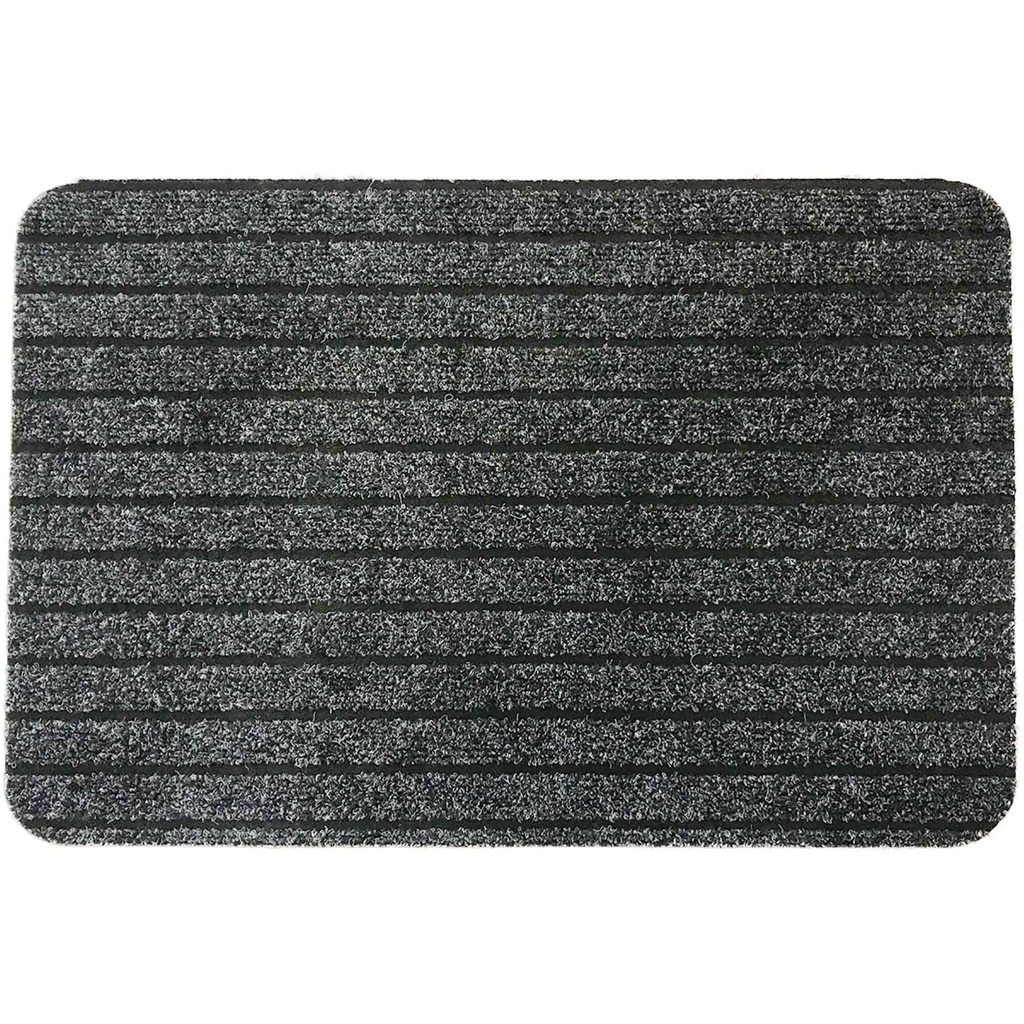 Evideco Outdoor Front Door Mat Chloe Polypropylene Latex Rug 24X16 Inch Grey