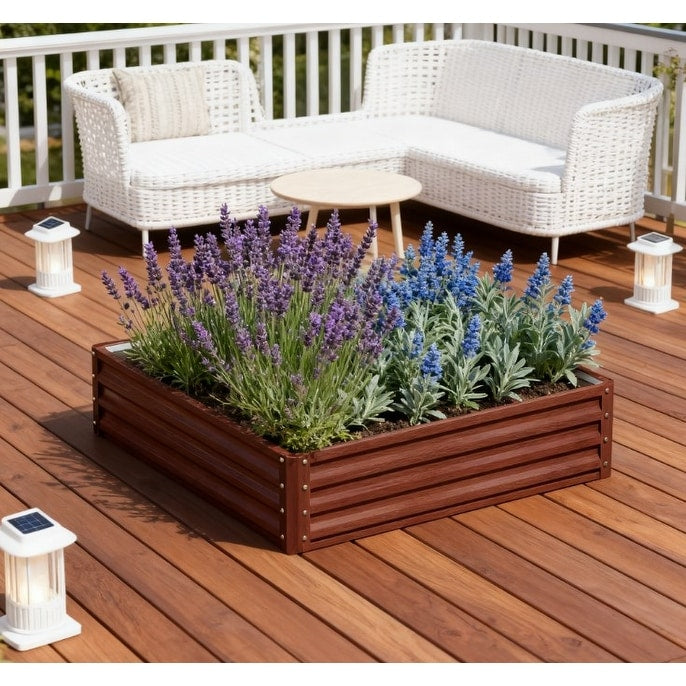 Outdoor Garden Bed With Open Bottom Planter Box Galvanized Steel