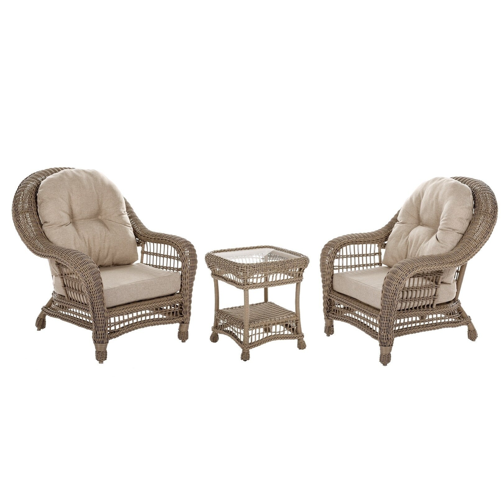 Outdoor Garden Patio 3 Pc Cappuccino Furniture Conversation Set