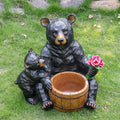 Outdoor Garden Sculpture Bear Flower Pot Planter Unique Yard Statue Decoration Interesting Law Outdoor Ornament