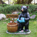Outdoor Garden Sculpture Bear Flower Pot Planter Unique Yard Statue Decoration Interesting Law Outdoor Ornament