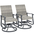 Outdoor Glider Chair Set Of 2 Wicker Rattan Swivel Patio Glider With Steel Frame High Back Yellow