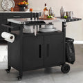 Outdoor Grill Cart Kitchen Island With Foldable Side Table Rolling Island Table Serving Cart With Spice Rack