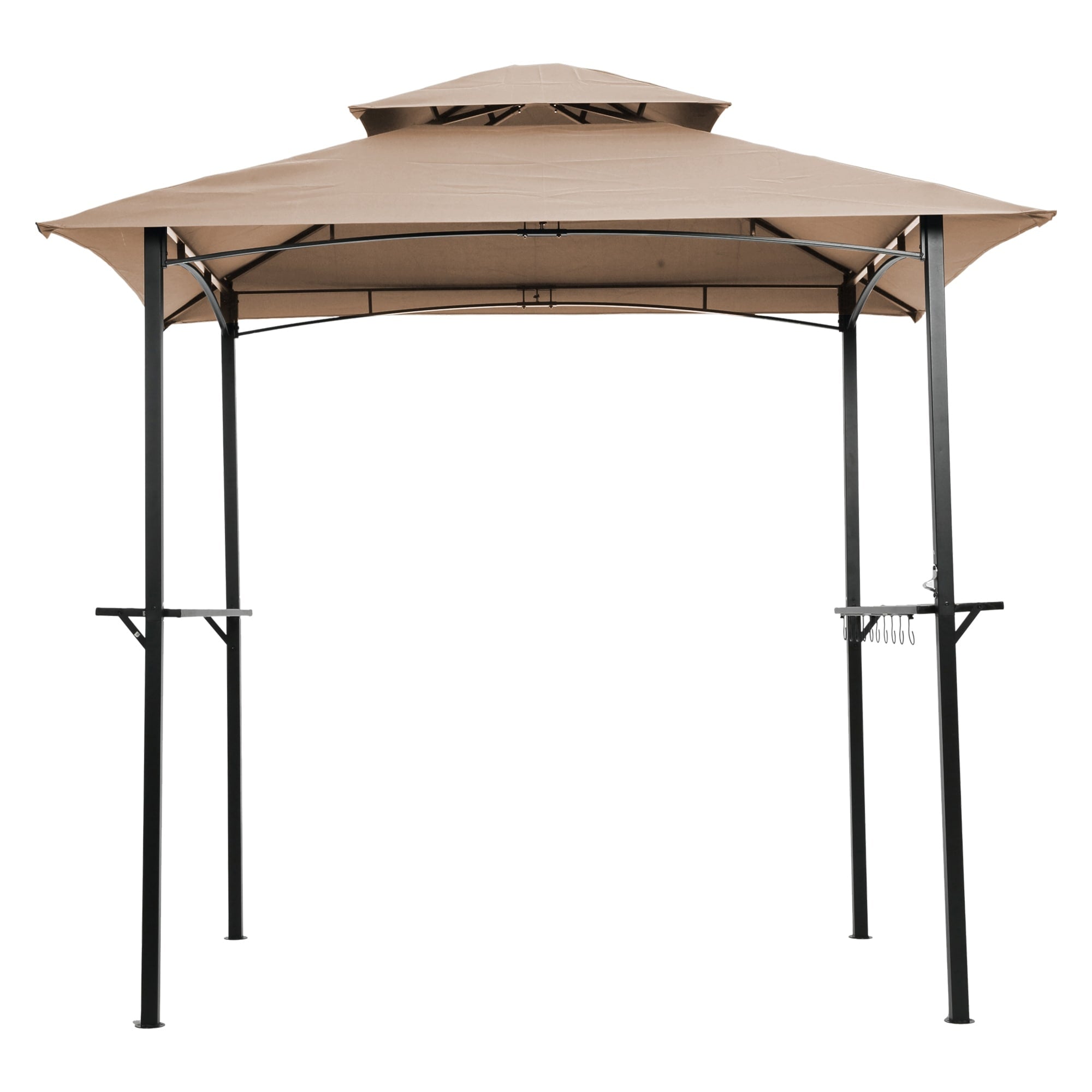 Outdoor Grill Gazebo 8 X 5 Ft Shelter Tent Double Tier Soft Top Canopy And Steel Frame With Hook And Bar Counters