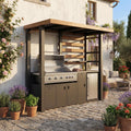Outdoor Grill Gazebo Bbq Station With Storage Cabinet Stainless Steel Prep Table Patio Outdoor Kitchen Shelter