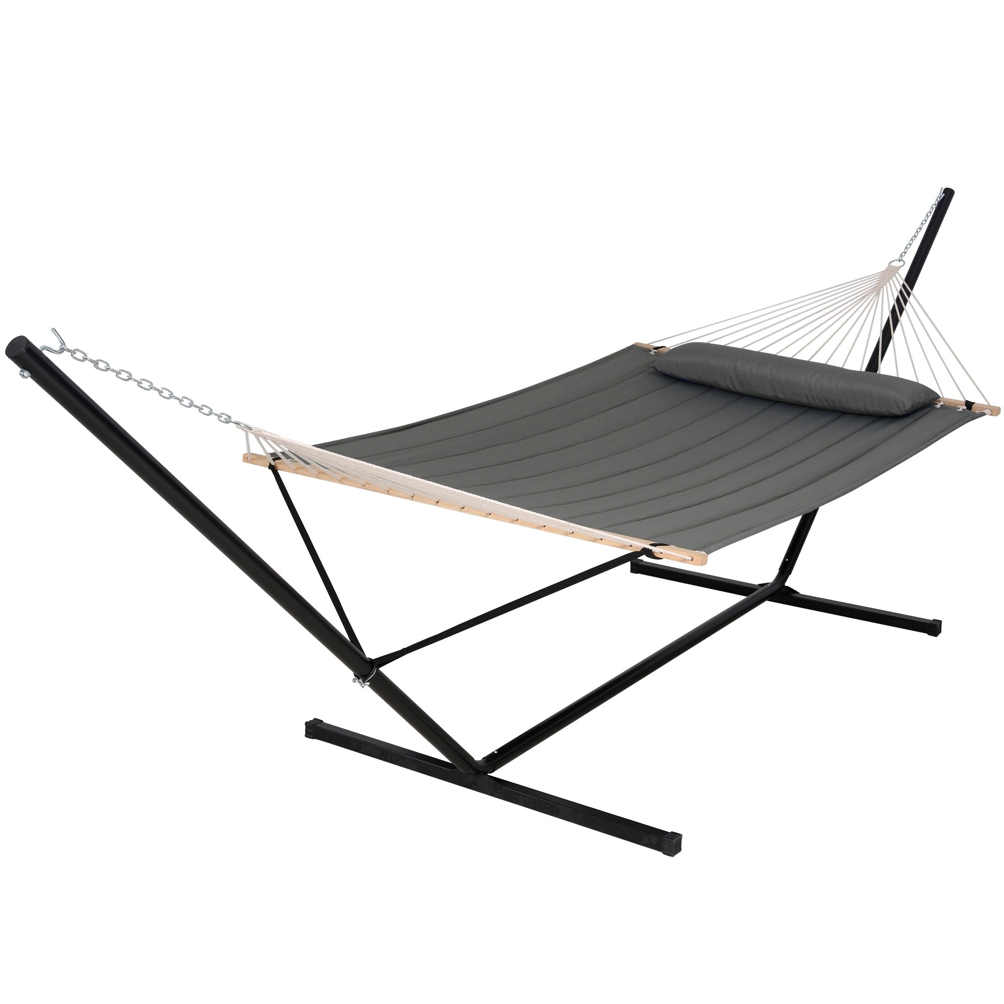 Outdoor Hammock With 15 Ft. Steel Stand Portable Freestanding 177.6 55.1 55.1 In