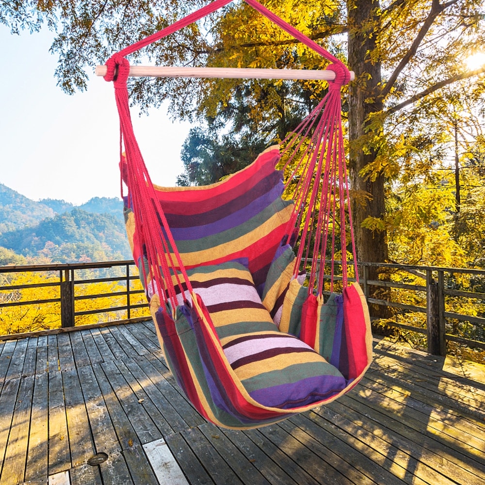 Outdoor Indoor Distinctive Cotton Canvas Hanging Rope Chair