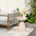 Outdoor Indoor Lightweight Concrete Side Table Travertine Finish 22.97
