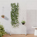 Outdoor Indoor Privacy Screen Freestanding Metal Privacy Fence With Stand Decorative V Shaped Cutout Privacy Panel