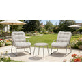 Outdoor Iron Framed Wicker 3 Piece Patio Set Accent Chair With Small Table Comfy Reading Chair Set Ergonomic Lounge Chair