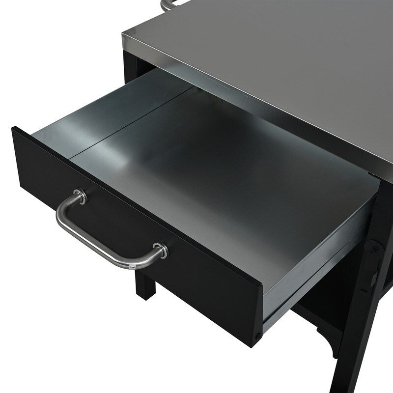 Foldable Outdoor Kitchen Cart Patio Bbq Cart Grill Cart With Stainless Steel Top And Storage Space For Backyard