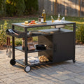 Outdoor Kitchen Cart With 304 Stainless Steel Ice Bin Bbq Prep Table With Storage Rolling Grill Cart Patio Bar Serving Station