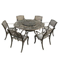 Goodland Outdoor Lattice 59 In. Round Dining Set With Lazy Susan And Six Chairs By Havenside Home