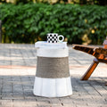Outdoor Light Gray Brown Retro Woven Rope Fan Base Mgo Side Table End Table For Home Office Living Room Outdoor