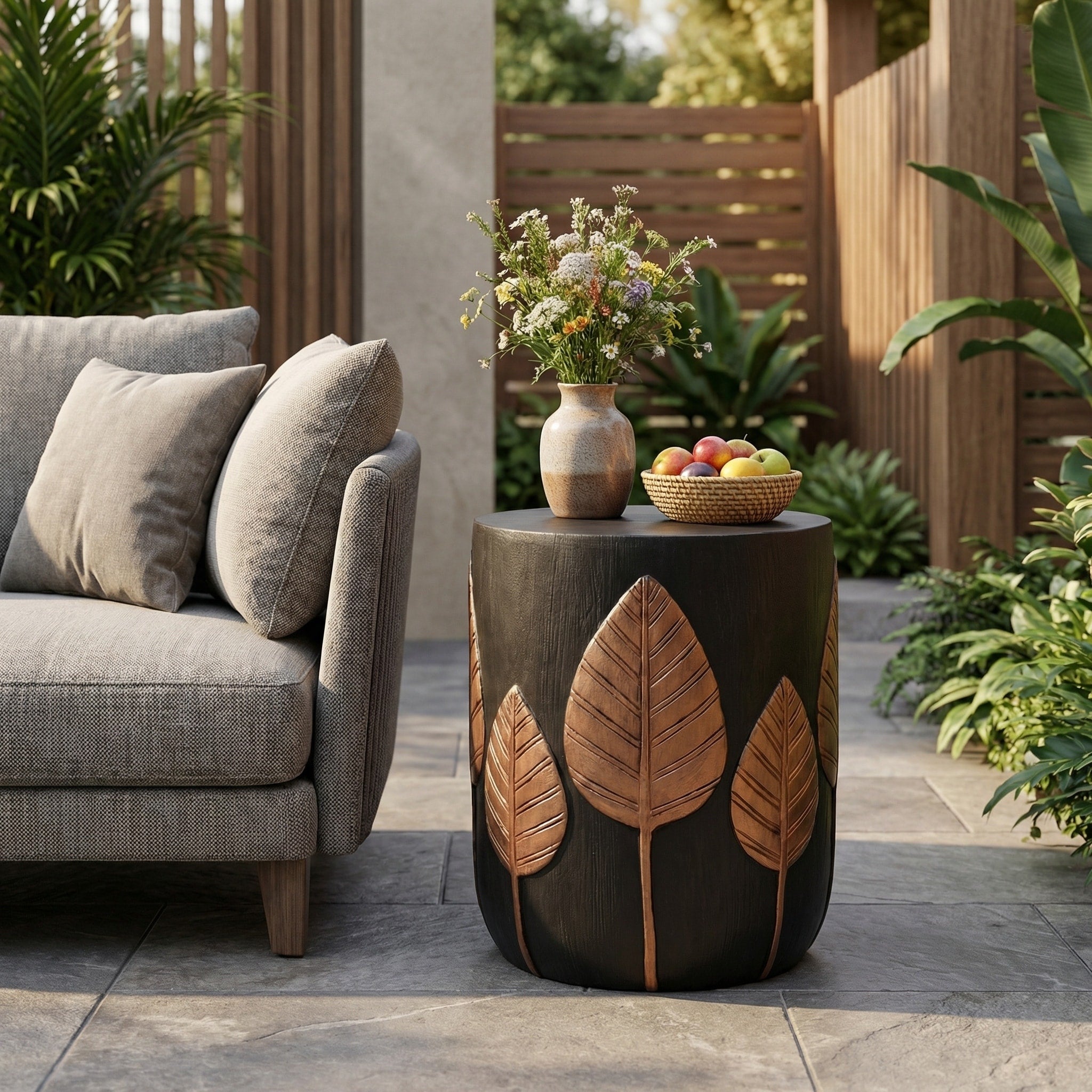 Outdoor Lightweight Concrete Side Table Copper 19.84