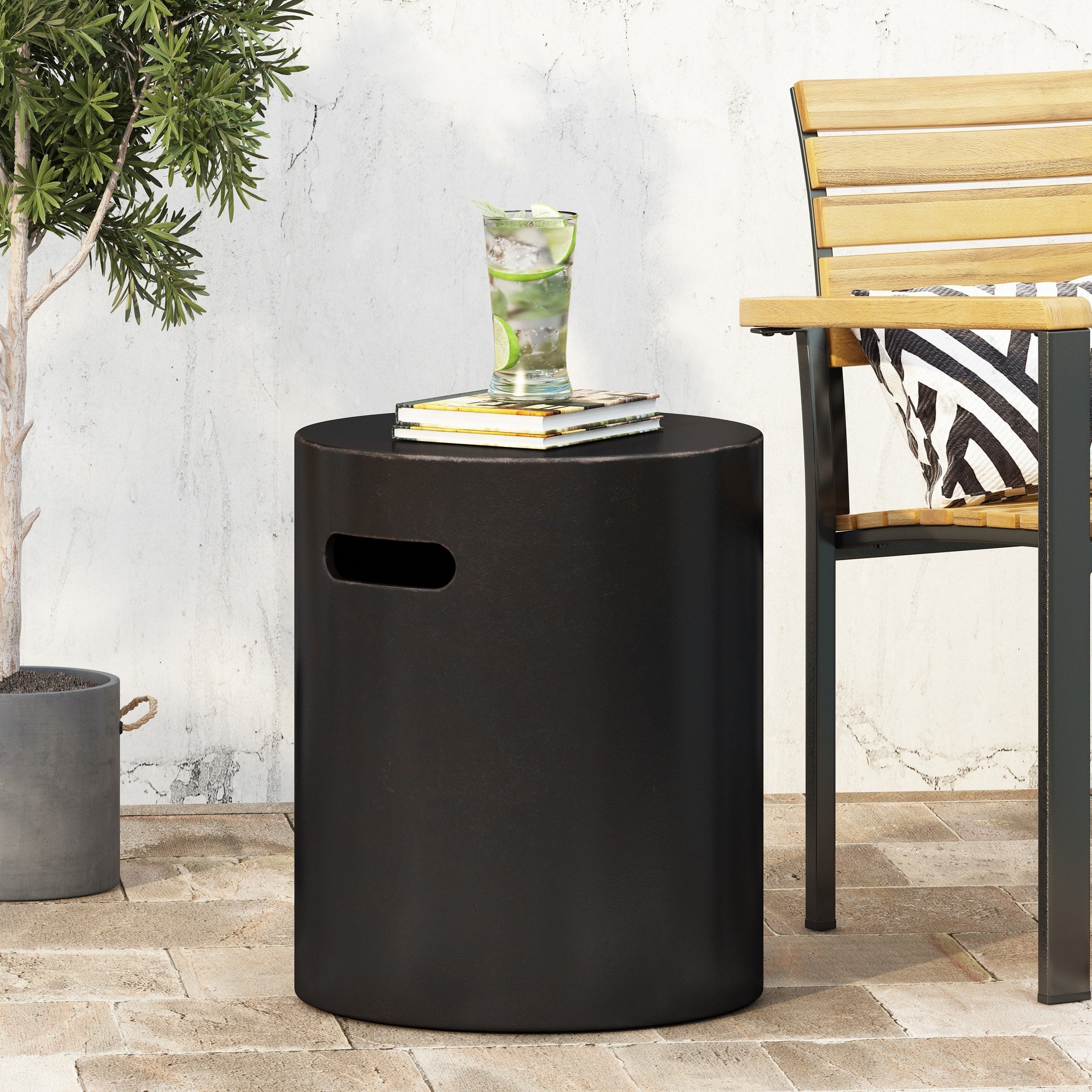 Outdoor Lightweight Concrete Side Table Copper 22.05