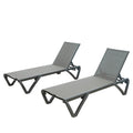 Outdoor Lounge Chair 2 Pieces Aluminum Plastic Chaise Lounge With 5 Position Adjustable Backrest And Wheels All Weather Chair