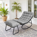 Outdoor Metal Frame Lounge Rocking Chairs With Ottomans Set