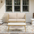 Outdoor Loveseat Coffee Table Set For Backyard Poolside Patio Conversation Set With 2 Seater Sofa