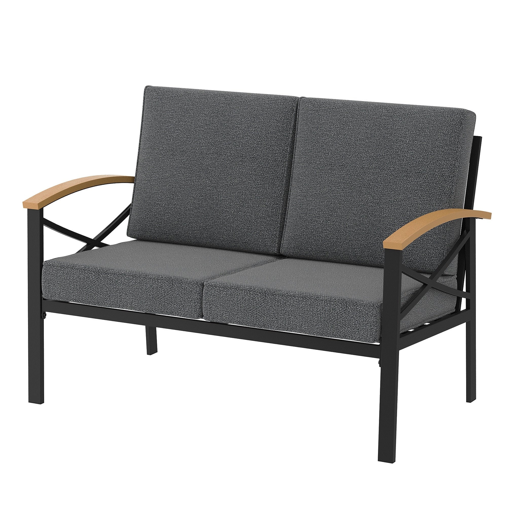 Outdoor Loveseat With Cushions Rust Proof Weatherproof