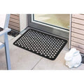 Evideco Outdoor Front Door Mat Harold Railing Rubber Rug 24X16 Inch Black