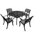 Outdoor Mesh Lattice 48 Inch Bronze Round Dining Set With Four Chairs