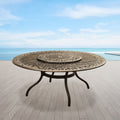 Outdoor Mesh Lattice 59 Inch Bronze Round Dining Table With Lazy Susan