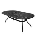 Havenside Home Goodland Outdoor Mesh Lattice Aluminum 95 Inch Bronze Oval Dining Table