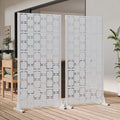 Outdoor Metal Privacy Screen 2 Panels Freestanding Decorative Privacy Panel With Planter Hooks Windproof Base 60 H X 60 W