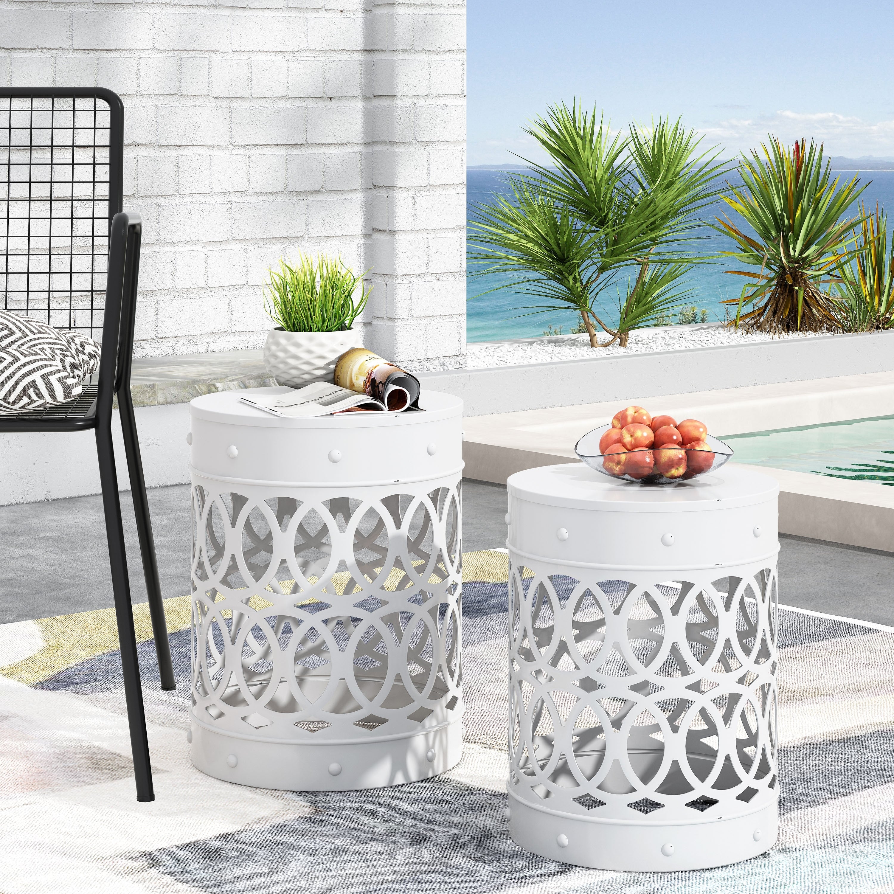 Outdoor Metal S 2 End Table No Assembly Is Required This Comes As A Set Of Two