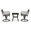 Outdoor Metal Swivel Patio Set 2 Armchairs Table