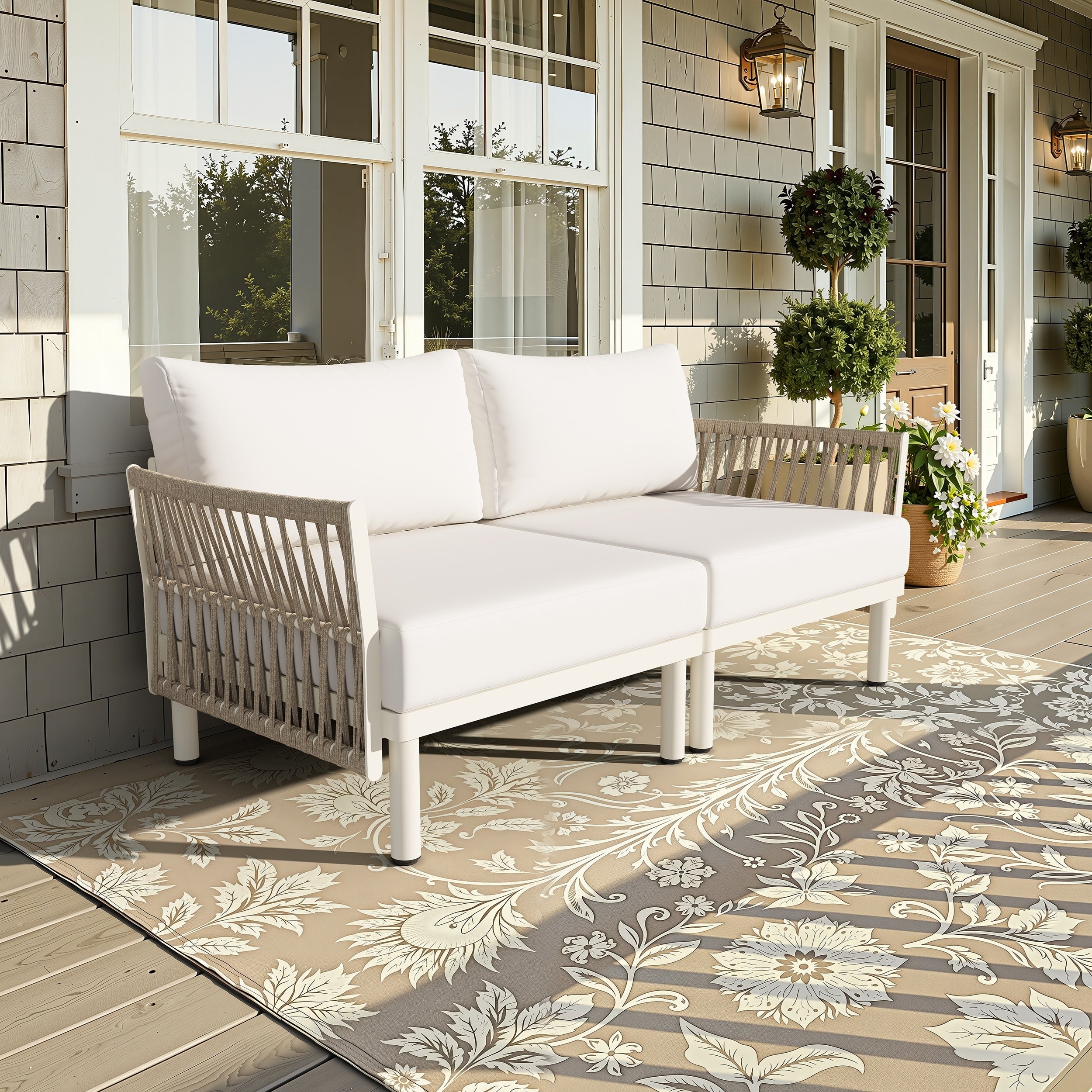 Outdoor Modular All Weather Aluminum Cushioned Sectional Sofa Set With Deep Seating Patio Conversation Set