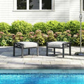 Outdoor Ottoman Set Of 2 All Weather Patio Footstool With Water Resistant Cushion