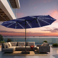 Outdoor Patio 9 X 15Ft Led Lights Market Umbrella With Base