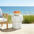 Outdoor Patio Accent Table With Crack Process Morden Concrete Coffee Table With Double Barrel Shape Outdoor Side Table