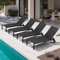 Outdoor Patio Aluminum 5 Position Adjustable Chaise Lounge Chairs With Wheels
