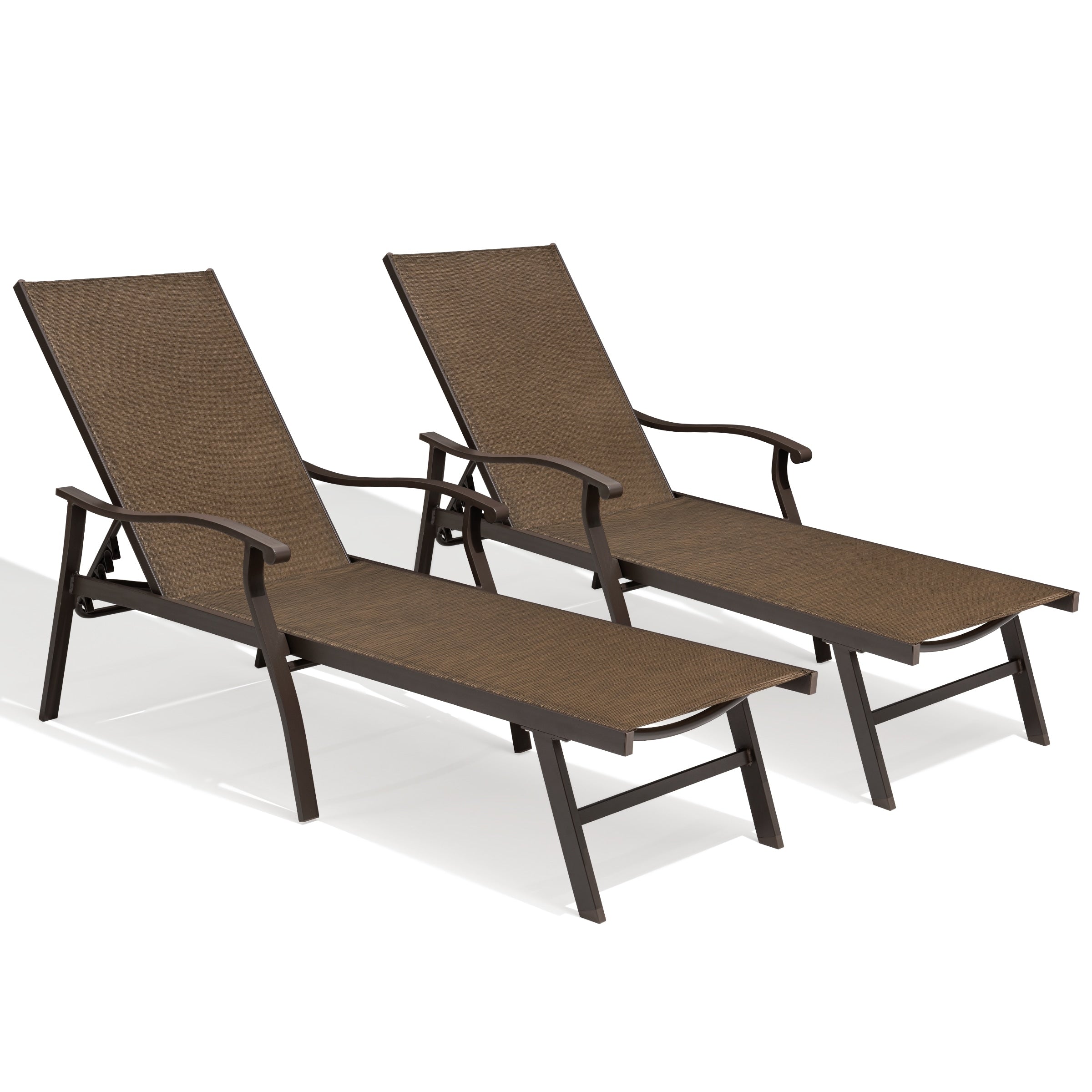 Outdoor Patio Aluminum Adjustable Chaise Lounge Chair Set Of 2 76.18 L X 21.06 W X 13.58 H