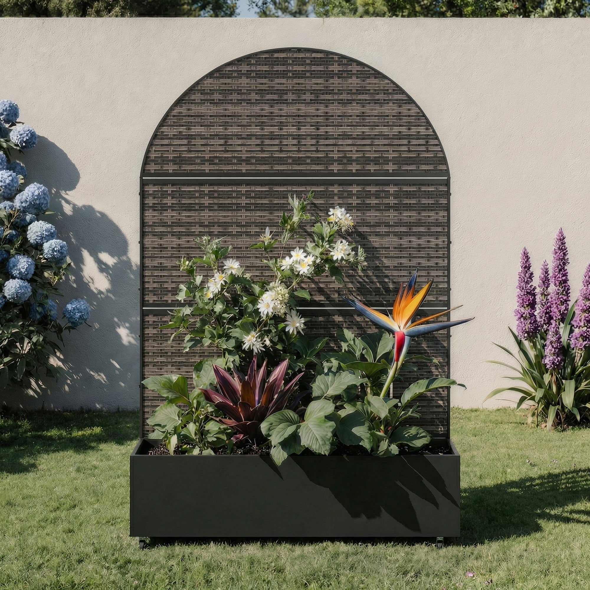 Outdoor Patio Arch Privacy Fence Screen Planter Box With Metal Frame