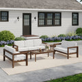 Outdoor Patio Conversation Sofa Loveseat Set With Coffee Side Table