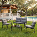 Outdoor Patio Furniture Set Modern Black Steel Conversation Set With Loveseat 4 Piece Rocking Patio Set