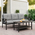 Outdoor Patio Furniture Set Outdoor Metal Sectional Furniture With Cushions Outdoor Conversation Seating Set With Coffee Table