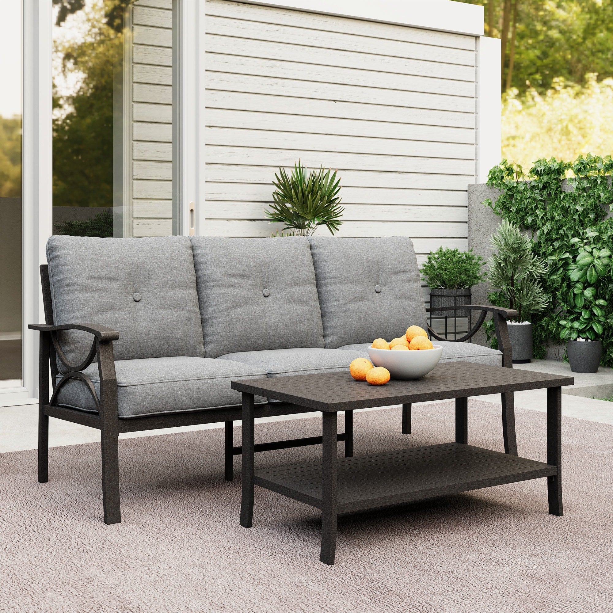 Outdoor Patio Furniture Set Outdoor Metal Sectional Furniture With Cushions Outdoor Conversation Seating Set With Coffee Table