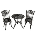 Outdoor Patio Garden Aluminum 3 Piece Bistro Set In Sand Black