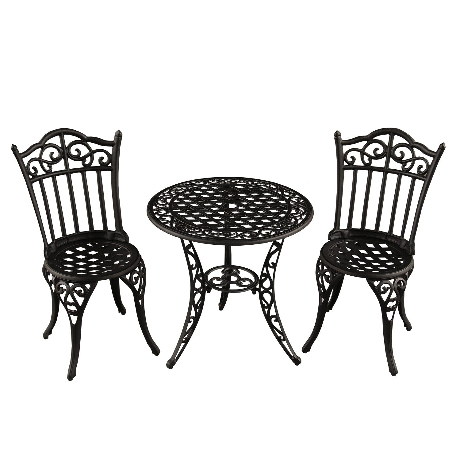 Outdoor Patio Garden Aluminum 3 Piece Bistro Set In Sand Black