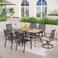 Phi Villa Outdoor Patio Rectangular Dining Table Set With 4 X Dining Chairs 2 X Swivel Chairs