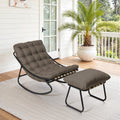 Outdoor Patio Rocking Chair Lounge With Ottoman Set For Backyard Porch