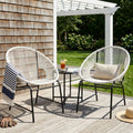 Outdoor Patio Wicker Chair Pe Rattan Iron Frame Set Of 2