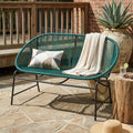 Outdoor Patio Wicker Love Seat Pe Rattan Iron Frame Set Of 1
