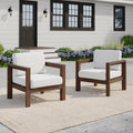 Outdoor Patio Wood Frame Chair With Cushion For Backyard Porch Garden